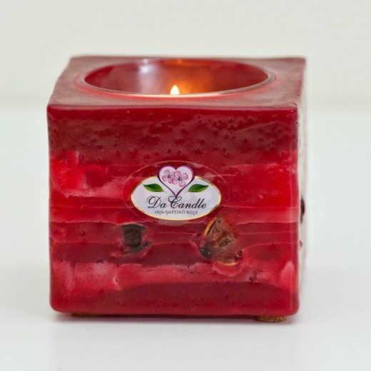 Αρωματικό κερί - Φαναράκι Τετράγωνο Κόκκινο